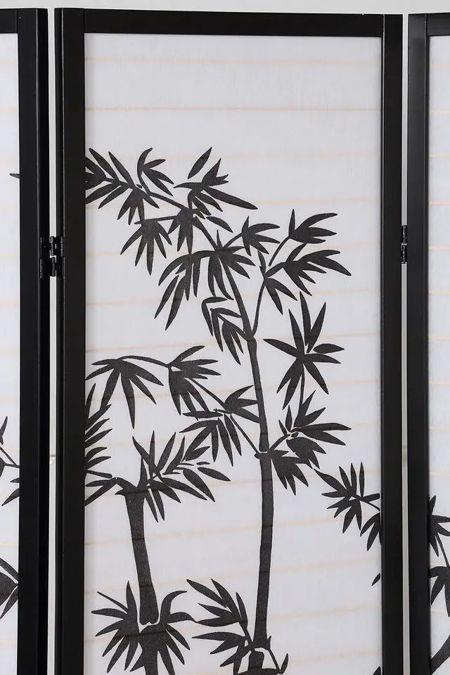 Alt view image 3 of 4 - Roundhill Furniture 3-Panel Oriental Shoji Room Divider Screen, Black