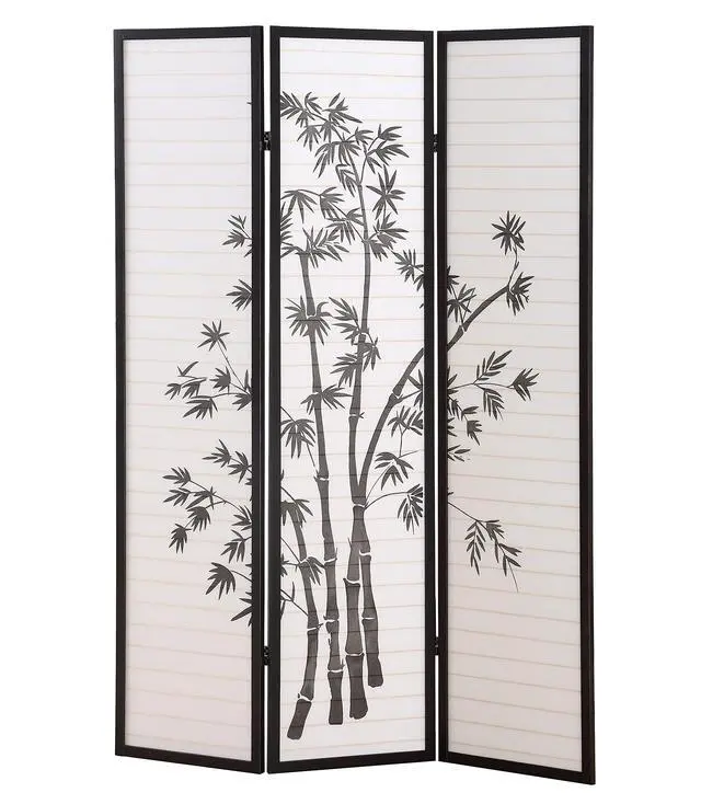 Alt view image 4 of 4 - Roundhill Furniture 3-Panel Oriental Shoji Room Divider Screen, Black