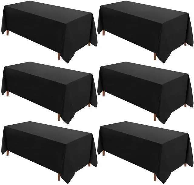 Main image of VidaFete Table Cloth 90 * 132inch 6 Pack Rectangle Tablecloth Polyester, Stain Wrinkle Resistant Polyester Dining Table Cover for Kitchen Dinning Party Wedding Rectangular Tabletop Decoration(Black)