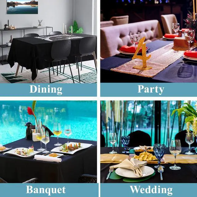 Alt view image 6 of 6 - VidaFete Table Cloth 90 * 132inch 6 Pack Rectangle Tablecloth Polyester, Stain Wrinkle Resistant Polyester Dining Table Cover for Kitchen Dinning Party Wedding Rectangular Tabletop Decoration(Black)