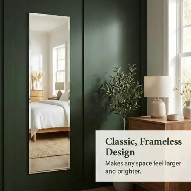 Alt view image 4 of 7 - Better Bevel 16" x 60" Frameless Full-Length Rectangle Mirror | 1" Beveled Edge | Wall Mirror