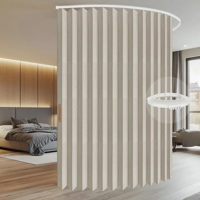 Alt view image 2 of 7 - 100% Blackout Room Divider Curtains Screen Partitions, Blackout Sound Reducing Divider Room Panel for Doorway Glass Window Sliding Door Patio(Cream White, W100 x L84, 1 Pack)