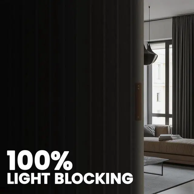 Alt view image 4 of 7 - 100% Blackout Room Divider Curtains Screen Partitions, Blackout Sound Reducing Divider Room Panel for Doorway Glass Window Sliding Door Patio(Cream White, W100 x L84, 1 Pack)