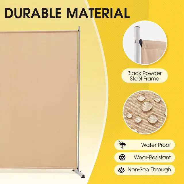 Alt view image 5 of 7 - Rantila 2 Large Panels Room Divider,Portable Office Divider,Convenient Movable,Folding Partition Privacy Screen for Bedroom,Dining Room, Study,142" W x 71" H,Beige