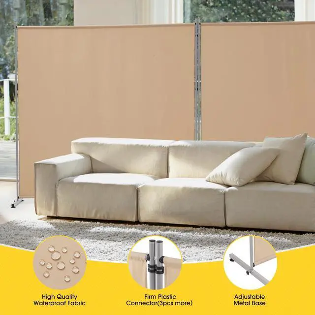 Alt view image 4 of 7 - Rantila 2 Large Panels Room Divider,Portable Office Divider,Convenient Movable,Folding Partition Privacy Screen for Bedroom,Dining Room, Study,142" W x 71" H,Beige