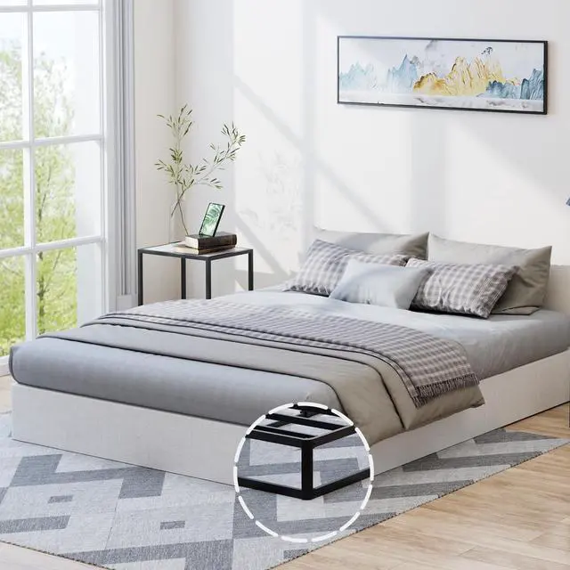 Alt view image 3 of 6 - YORMDMO Queen Size Box Spring, 9 Inch Height-Profile Box Springs with Washable Cover, Heavy Duty Metal Mattress Foundations Easy Assembly Noise-Free