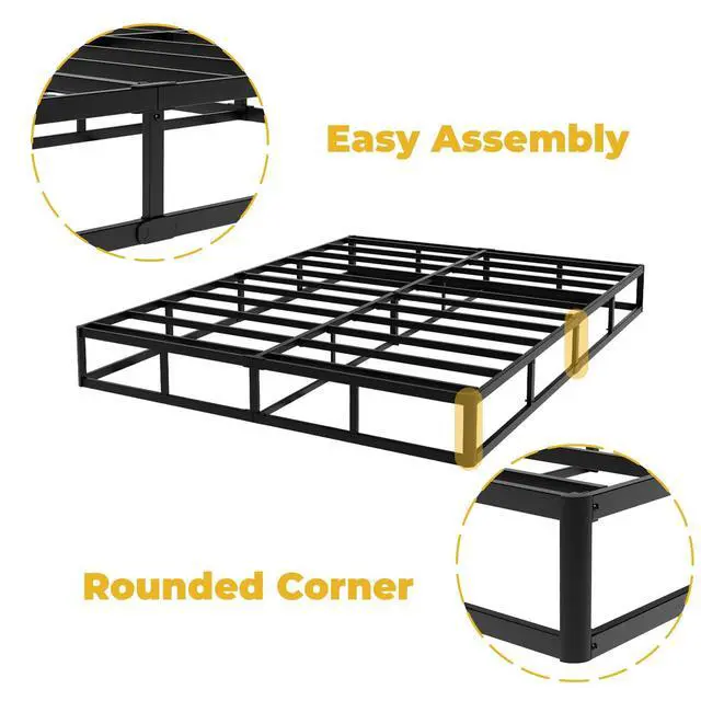 Alt view image 6 of 6 - YORMDMO Queen Size Box Spring, 9 Inch Height-Profile Box Springs with Washable Cover, Heavy Duty Metal Mattress Foundations Easy Assembly Noise-Free