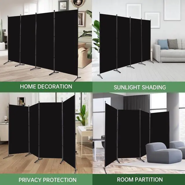 Alt view image 6 of 7 - YASRKML Room Divider Folding Privacy Screens, Portable Room Divider Panel 4 Panel Partition Room Dividers Screen, Freestanding Room Partitions and Dividers Fabric Dividers for Room Separation, Black