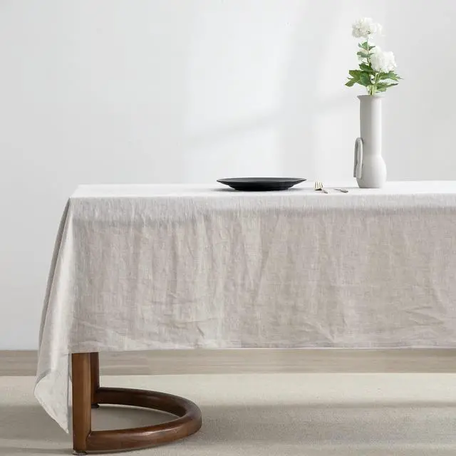 Main image of EVERLY100% Pure Linen Rectangle Tablecloths 120LX60W Inch for Dining,Buffet Parties,Picnic,Events,Weddings and Restaurants,10ft Table Cloth Thanksgiving Machine Washable Tablecloth-Natural Linen