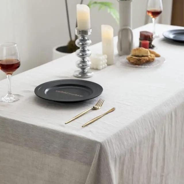 Alt view image 4 of 7 - EVERLY100% Pure Linen Rectangle Tablecloths 120LX60W Inch for Dining,Buffet Parties,Picnic,Events,Weddings and Restaurants,10ft Table Cloth Thanksgiving Machine Washable Tablecloth-Natural Linen