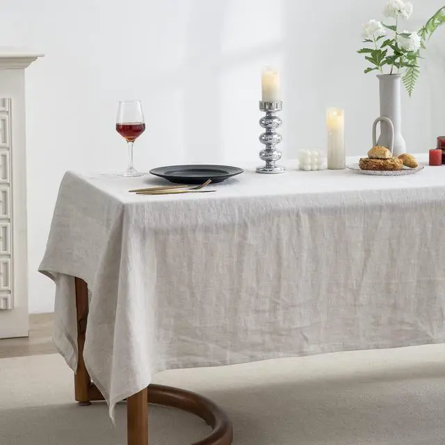 Alt view image 5 of 7 - EVERLY100% Pure Linen Rectangle Tablecloths 120LX60W Inch for Dining,Buffet Parties,Picnic,Events,Weddings and Restaurants,10ft Table Cloth Thanksgiving Machine Washable Tablecloth-Natural Linen