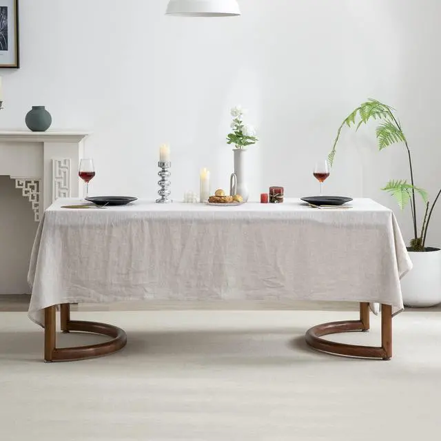 Alt view image 2 of 7 - EVERLY100% Pure Linen Rectangle Tablecloths 120LX60W Inch for Dining,Buffet Parties,Picnic,Events,Weddings and Restaurants,10ft Table Cloth Thanksgiving Machine Washable Tablecloth-Natural Linen