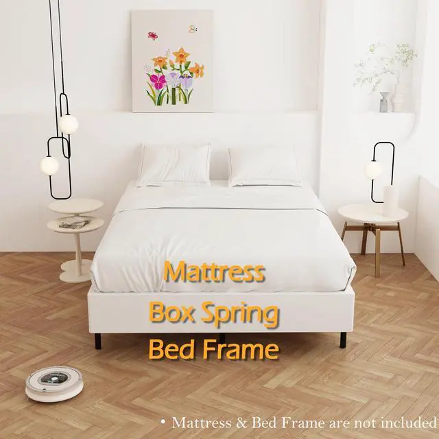 Alt view image 3 of 7 - Maenizi 9 Inch Box Spring for Queen Bed, Heavy Duty Metal Box Spring Bed Base with Fabric Cover, Mattress Foundation, Easy Assembly, Noise Free, Black