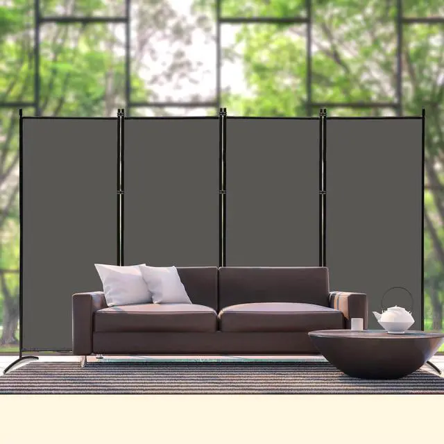 Alt view image 2 of 6 - MAYOLIAH 4 Panel Privacy Screen Room Dividers 6FT Tall Portable Office Wall Divider for Rooms Separator 136" x20"x71", Grey