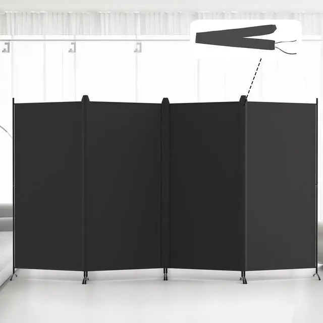 Main image of Kokorona 4 Panel Room Divider, 6FT Tall Folding Privacy Screen Wall Dividers, Portable Privacy Screen Freestanding Room Divider for Room Separation, Included - Cover Strips, Black, 136''W x 71''H