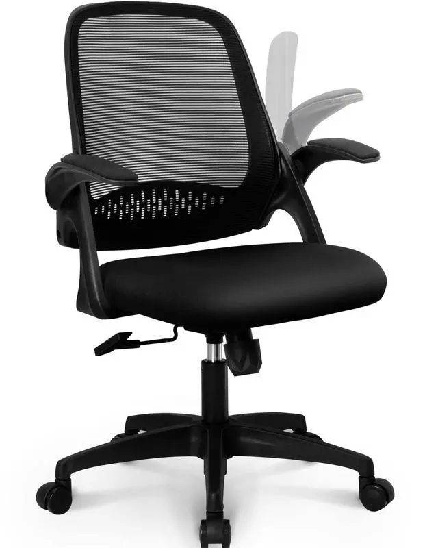 Alt view image 7 of 7 - NEO CHAIR Office Desk Gaming Ergonomic Computer Chair with Lumbar Back Support Adjustable Height Swivel Rolling Wheels Flip-up Arms Mesh Chair for Home Vanity (Black)