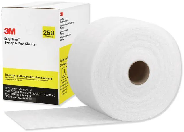 Main image of 3M Easy Trap Sweep and Dust Sheets, 1 Roll of 250 8" x 6" Sheets, Disposable Easy Sweep Floor Duster, Picks Up 8x More Dirt, Dust, Sand, Hair, Works on Dry or Wet Surfaces, 55654W