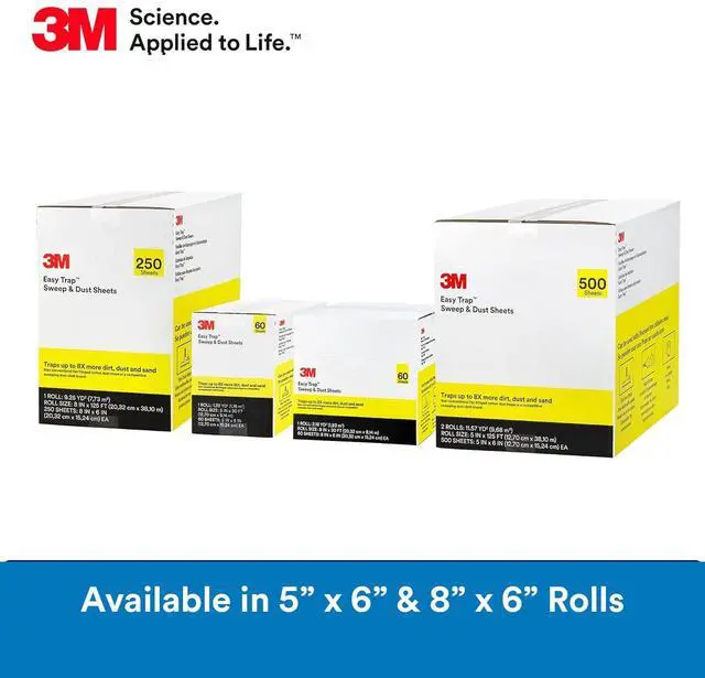 Alt view image 6 of 6 - 3M Easy Trap Sweep and Dust Sheets, 1 Roll of 250 8" x 6" Sheets, Disposable Easy Sweep Floor Duster, Picks Up 8x More Dirt, Dust, Sand, Hair, Works on Dry or Wet Surfaces, 55654W