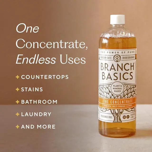 Alt view image 2 of 5 - Branch Basics Cleaning Essentials Kit: All Purpose, Glass and Bathroom Cleaner - Concentrate (33.8 Oz) (17 Refills) + Refillable Plastic Spray Bottles (24 Oz) Plant Based, Human-Safe, & Fragrance Free