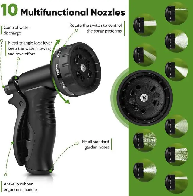 Alt view image 7 of 7 - Garden Hose Metal 100FT, Stainless Steel Heavy Duty Water Hose With 10 Function Nozzle, No-Kink, Tough & Flexible, Sturdy and Lightweight, Rust Proof for Yard, Outdoor, RV
