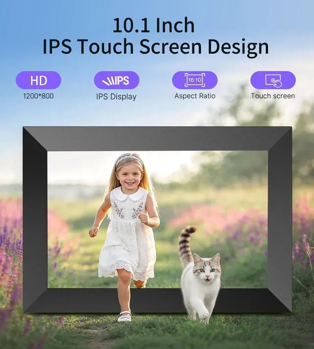 Alt view image 4 of 7 - Uhale 10.1" Digital Picture Frame with 32GB Storage Support SD Card, Electronic Photo Frames with 1280x800 HD IPS Touch Screen, Instantly and Securely Share Memories, Send Wishes from Anywhere