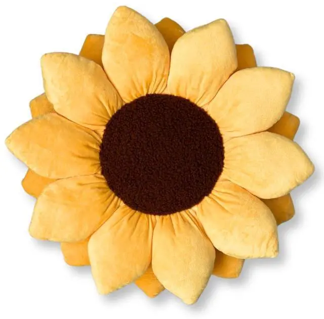Main image of Green Philosophy Co. 3D Sunflower Shaped Decorative Throw Pillow - Soft Plush Cushion for Bed and Couch, Cute Boho & Cottagecore Home Decor Accent, Golden Yellow, 20 Inches