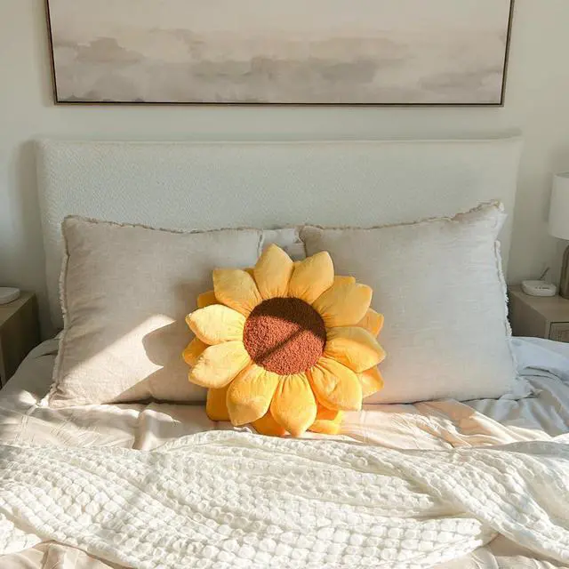 Alt view image 2 of 7 - Green Philosophy Co. 3D Sunflower Shaped Decorative Throw Pillow - Soft Plush Cushion for Bed and Couch, Cute Boho & Cottagecore Home Decor Accent, Golden Yellow, 20 Inches