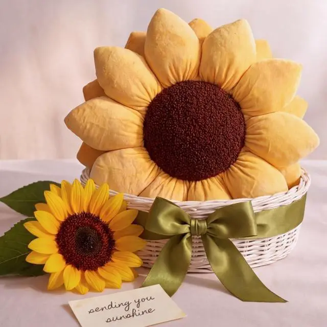 Alt view image 5 of 7 - Green Philosophy Co. 3D Sunflower Shaped Decorative Throw Pillow - Soft Plush Cushion for Bed and Couch, Cute Boho & Cottagecore Home Decor Accent, Golden Yellow, 20 Inches