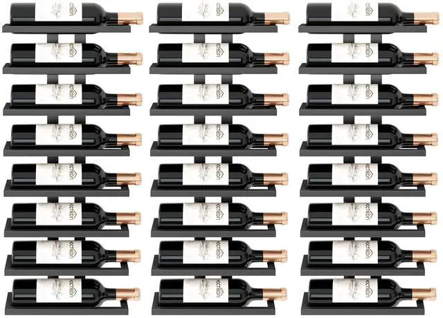 Main image of Hoctieon 3-Set 8 Tier Wall Mount Wine Rack (24 Tiers), Wall Racks for Wine Bottles Display and Storage, Hanging Bottle Organizer for Living Room, Dining Room, Wine Cellar, Bar, Black