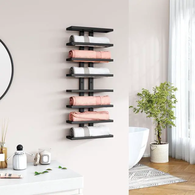 Alt view image 6 of 7 - Hoctieon 3-Set 8 Tier Wall Mount Wine Rack (24 Tiers), Wall Racks for Wine Bottles Display and Storage, Hanging Bottle Organizer for Living Room, Dining Room, Wine Cellar, Bar, Black