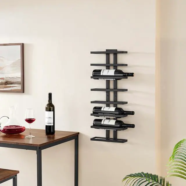 Alt view image 7 of 7 - Hoctieon 3-Set 8 Tier Wall Mount Wine Rack (24 Tiers), Wall Racks for Wine Bottles Display and Storage, Hanging Bottle Organizer for Living Room, Dining Room, Wine Cellar, Bar, Black