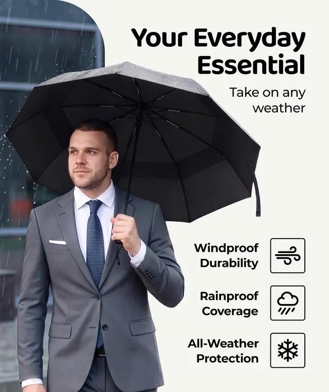 Alt view image 6 of 7 - Repel Windproof Travel Umbrella - Compact & Withstands Winds up to 100MPH, Strongest Premium Auto Folding Umbrella for Rain and Sun - Durable, Light & Portable for Women & Men, Fits Backpack & Cars