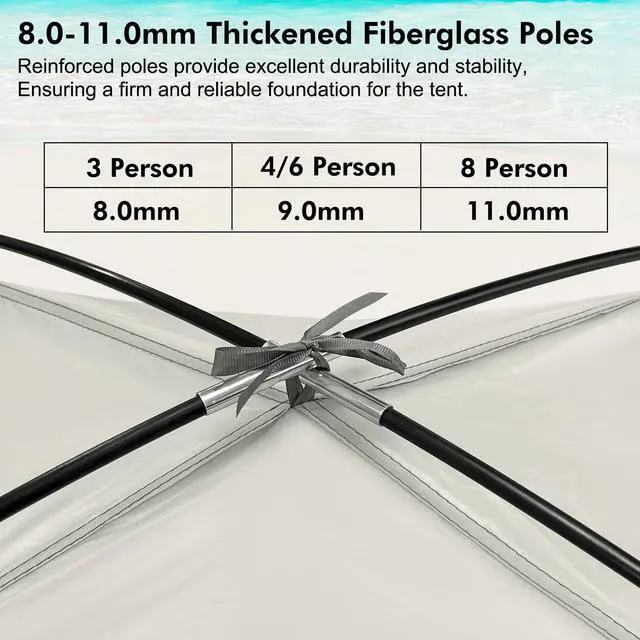 Alt view image 2 of 7 - WhiteFang Beach Tent Anti-UV Portable Sun Shade Shelter for 6 Person, Extendable Floor with 3 Ventilating Mesh Windows Plus Carrying Bag, Stakes and Guy Lines (Baby's Breath)