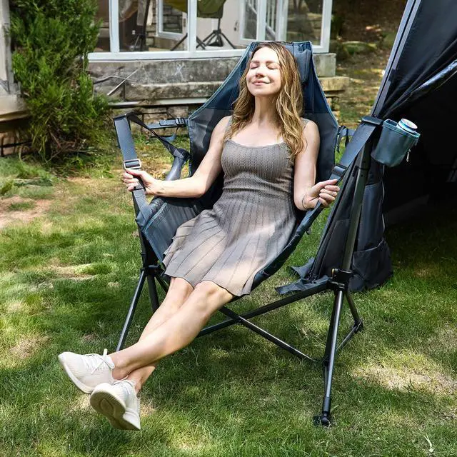 Alt view image 2 of 7 - TIMBER RIDGE Hammock Camping Chair, Oversized Swinging Hammock Chair with Adjustable Back and Seat for Outdoor Lawn, Sports, Supports 400lbs, Blue