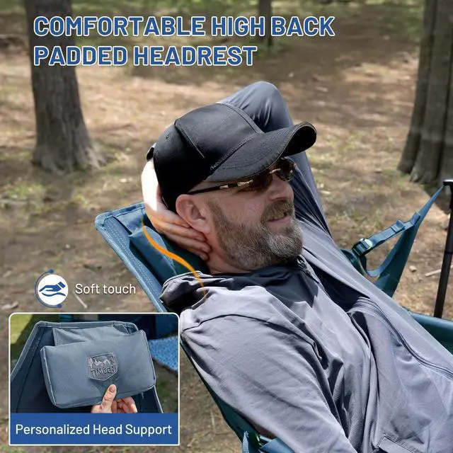 Alt view image 5 of 7 - TIMBER RIDGE Hammock Camping Chair, Oversized Swinging Hammock Chair with Adjustable Back and Seat for Outdoor Lawn, Sports, Supports 400lbs, Blue