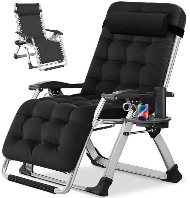 Main image of NAIZEA Padded Zero Gravity Chair, Folding Outdoor Lounge Chairs, Adjustable Reclining Camping Chairs with Cup Holder, Ergonomic Patio Lawn Chair for Balcony Beach Deck Yard
