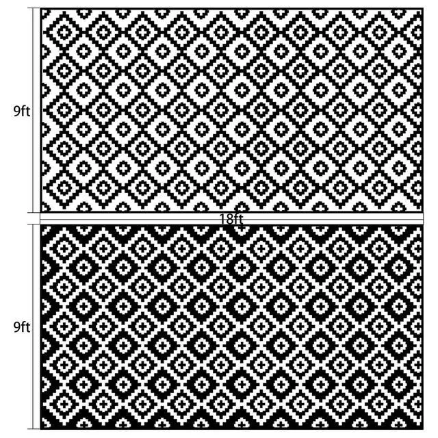 Alt view image 6 of 6 - RVGUARD Outdoor Rugs, Reversible Patio Mat 9 x 18 ft, Waterproof Camping Rugs for Indoor/Outdoor, Patio, RV, Picnic, Beach, Backyard, Deck, Black & White