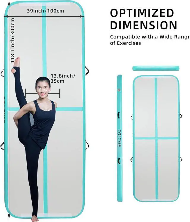 Alt view image 2 of 7 - Agilepeak Inflatable Gymnastics Tumbling Mat, 4/8 Inch Thick 10/13/16/20/23FT Training Mat with Electric Air Pump, Non-Slip Waterproof PVC for Home Gym Outdoor Cheerleading Yoga Taekwondo