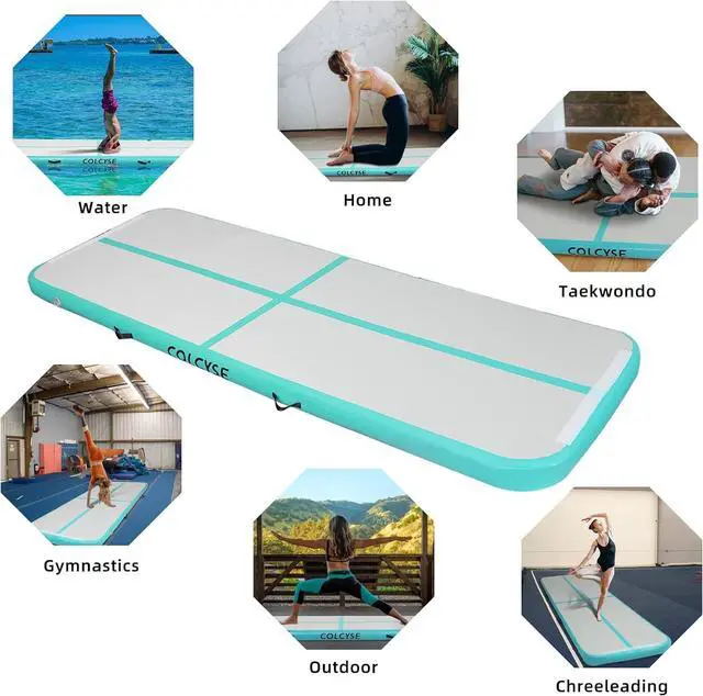 Alt view image 4 of 7 - Agilepeak Inflatable Gymnastics Tumbling Mat, 4/8 Inch Thick 10/13/16/20/23FT Training Mat with Electric Air Pump, Non-Slip Waterproof PVC for Home Gym Outdoor Cheerleading Yoga Taekwondo