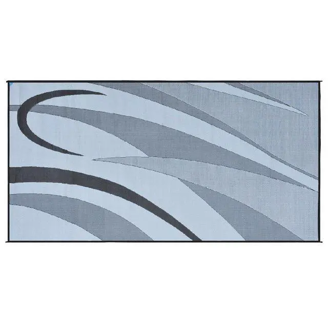 Alt view image 5 of 6 - Stylish Camping GB1 8-Feet x 16-Feet RV Reversible Graphic Patio Mat, Black/Silver