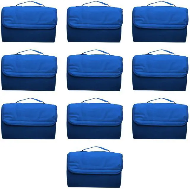 Main image of DISCOUNT PROMOS Roll Up Picnic Blankets Set of 10, Bulk Pack - Great Outdoor Blanket for Camping, Picnic, Beach, Sports, Outdoor Activities - Blue