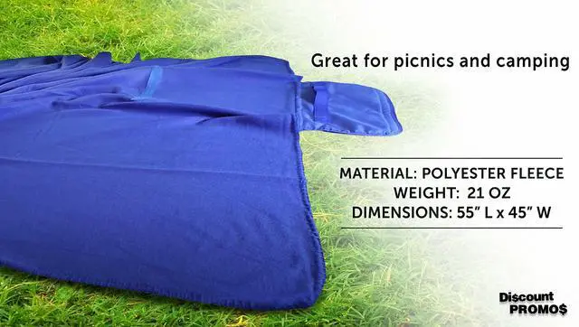 Alt view image 4 of 7 - DISCOUNT PROMOS Roll Up Picnic Blankets Set of 10, Bulk Pack - Great Outdoor Blanket for Camping, Picnic, Beach, Sports, Outdoor Activities - Blue