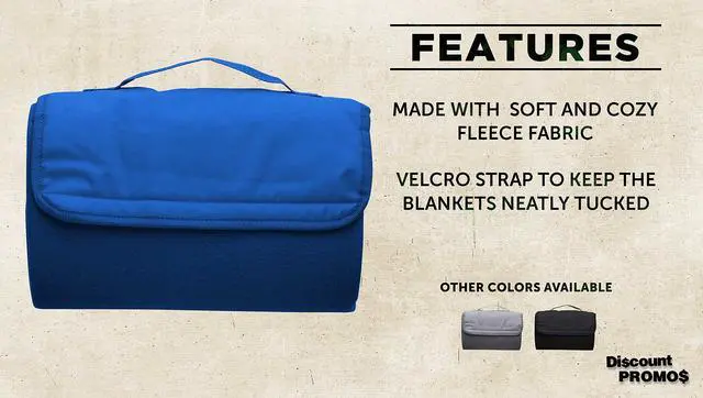 Alt view image 2 of 7 - DISCOUNT PROMOS Roll Up Picnic Blankets Set of 10, Bulk Pack - Great Outdoor Blanket for Camping, Picnic, Beach, Sports, Outdoor Activities - Blue