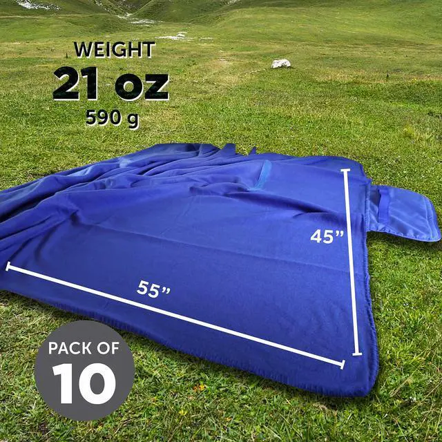 Alt view image 5 of 7 - DISCOUNT PROMOS Roll Up Picnic Blankets Set of 10, Bulk Pack - Great Outdoor Blanket for Camping, Picnic, Beach, Sports, Outdoor Activities - Blue
