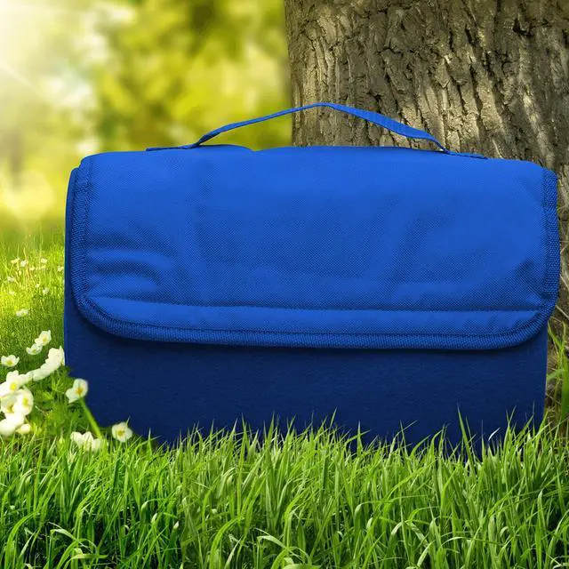 Alt view image 7 of 7 - DISCOUNT PROMOS Roll Up Picnic Blankets Set of 10, Bulk Pack - Great Outdoor Blanket for Camping, Picnic, Beach, Sports, Outdoor Activities - Blue