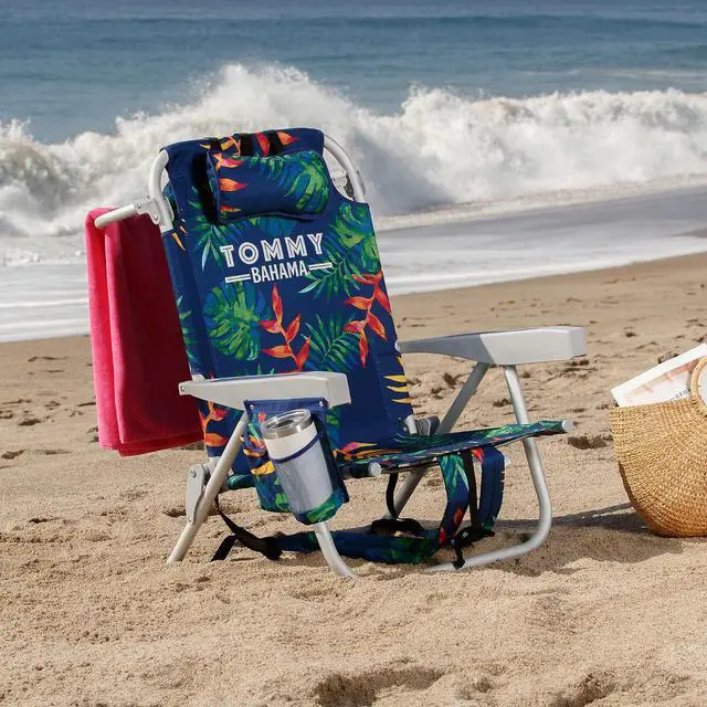 Alt view image 2 of 5 - Tommy Bahama 5 Position Beach Chair (Green Leaves)
