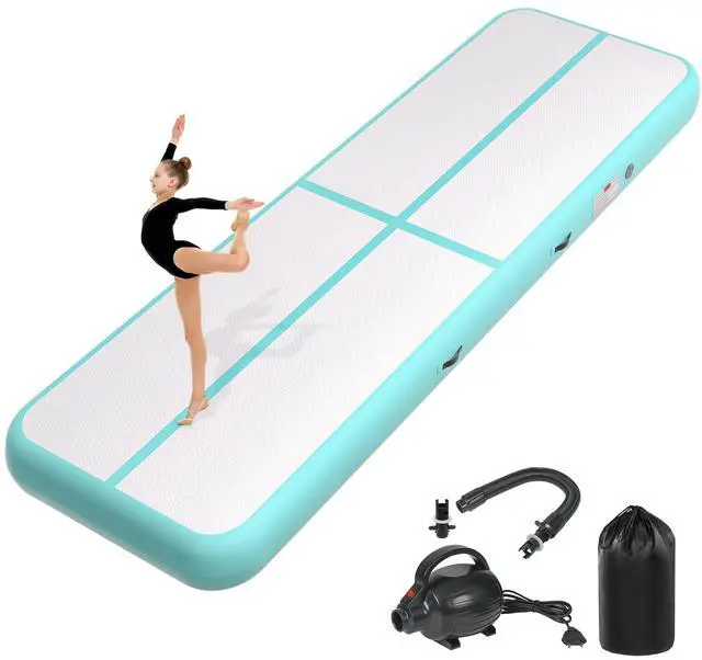 Main image of KIKILIVE Inflatable Air Gymnastics Tumbling Mat 10ft, Air Tumble Track Mat 4 inches Thickness with Electric Air Pump for Home Use Outdoor Training Cheerleading Yoga Water Beach Park