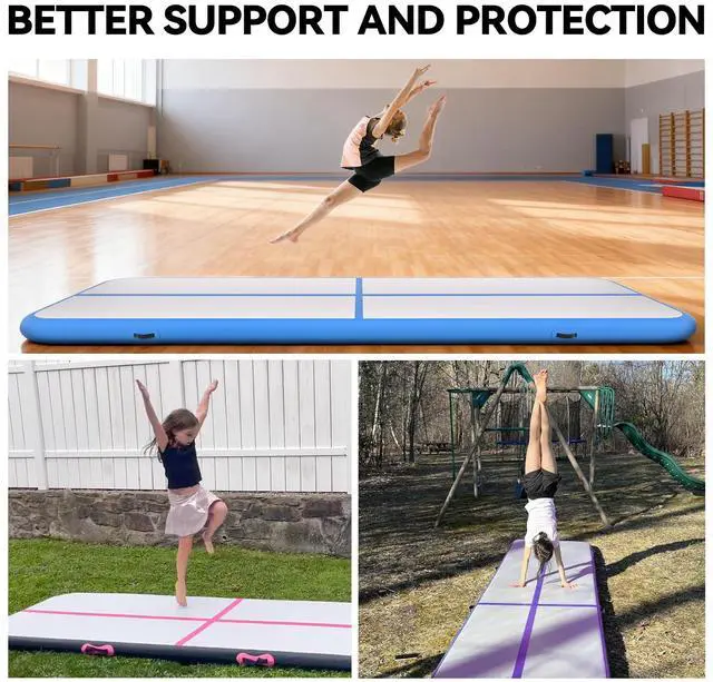Alt view image 2 of 7 - KIKILIVE Inflatable Air Gymnastics Tumbling Mat 10ft, Air Tumble Track Mat 4 inches Thickness with Electric Air Pump for Home Use Outdoor Training Cheerleading Yoga Water Beach Park