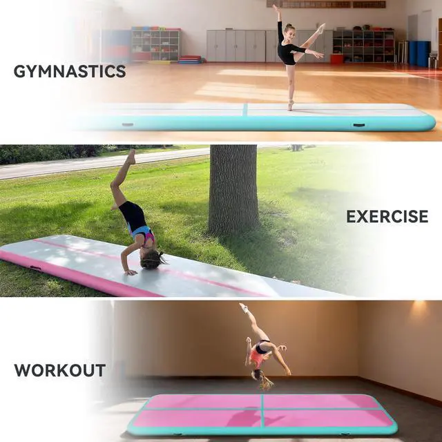 Alt view image 5 of 7 - KIKILIVE Inflatable Air Gymnastics Tumbling Mat 10ft, Air Tumble Track Mat 4 inches Thickness with Electric Air Pump for Home Use Outdoor Training Cheerleading Yoga Water Beach Park