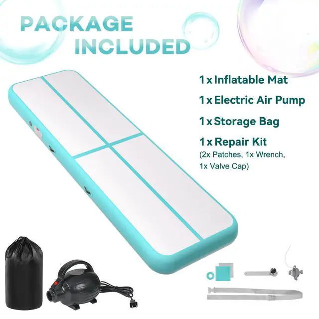 Alt view image 7 of 7 - KIKILIVE Inflatable Air Gymnastics Tumbling Mat 10ft, Air Tumble Track Mat 4 inches Thickness with Electric Air Pump for Home Use Outdoor Training Cheerleading Yoga Water Beach Park